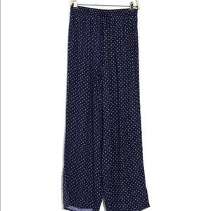 Bobeau Palazzo pants navy dot small wide leg